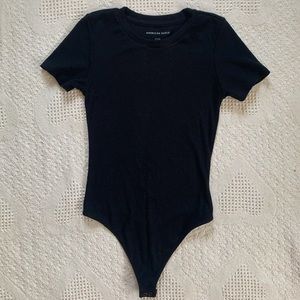 NWOT American Eagle Black Ribbed bodysuit; Size S